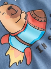 Blue Capybara in Space Long Sleeve Graphic T-Shirt (3mths-7yrs) - Image 4 of 4
