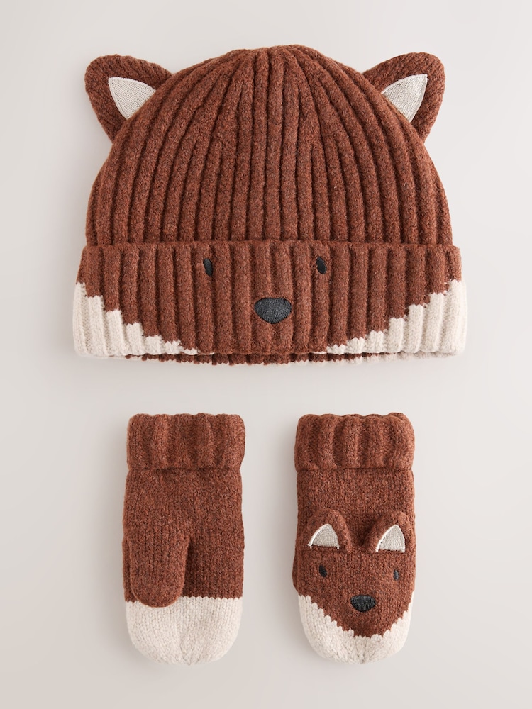 Orange Fox Character - Hat and Gloves Set 2 Piece (3mths-6yrs) - Afbeelding 1 van 4
