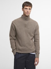 بني فاتح - كنزة صوف بربع سحاب من ®Barbour - صورة 1 من 7