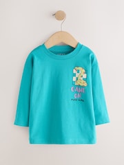 Serpents et échelles bleu sarcelle - T-shirt graphique à manches longues (3mois-10ans) - Image 4 de 7