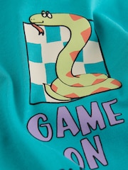 Serpents et échelles bleu sarcelle - T-shirt graphique à manches longues (3mois-10ans) - Image 6 de 7