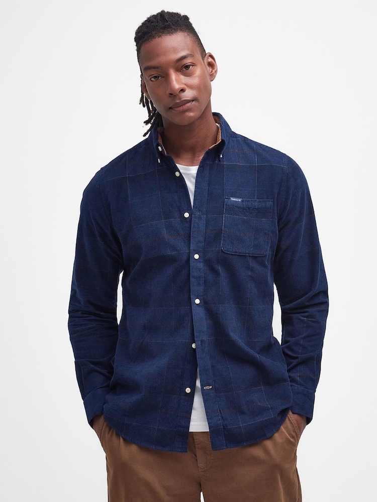 Barbour® Navy Blair Tartan Cord Shirt - Image 1 of 9