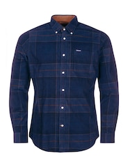 Barbour® Navy Blair Tartan Cord Shirt - Image 8 of 9