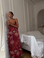 Never Fully Dressed Burgundy Red Christmas Satin Lace Christmas Slip - Image 6 of 6