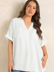 Evans White Short Sleeve Airflow Blouse - Image 1 of 5