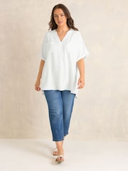 Evans White Short Sleeve Airflow Blouse - Image 4 of 5