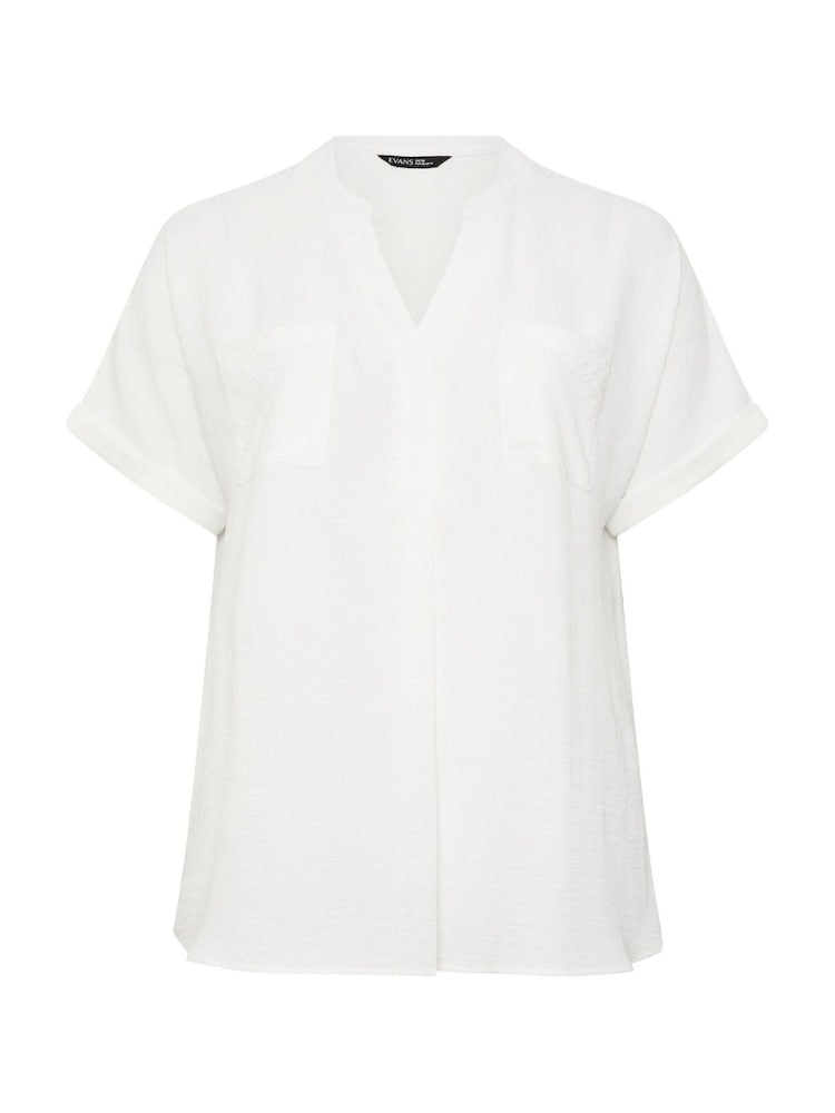 Evans White Short Sleeve Airflow Blouse - Image 5 of 5
