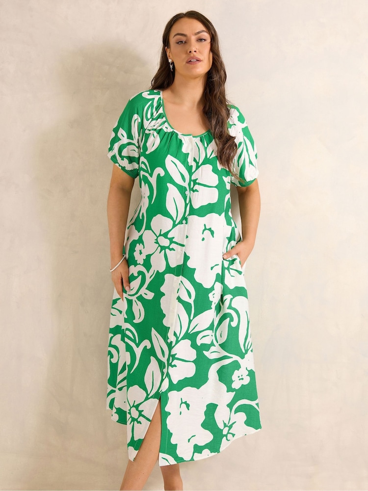 Evans Green Printed Swing Dress - Image 1 of 5