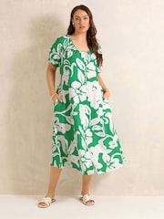 Evans Green Printed Swing Dress - Image 2 of 5