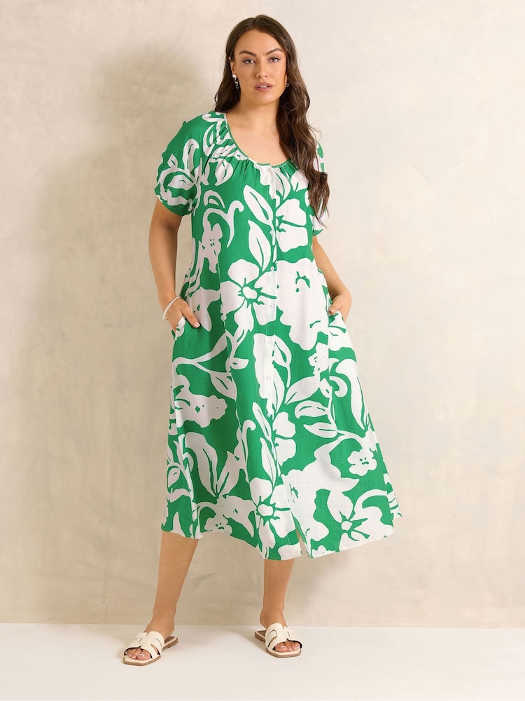 Evans Green Printed Swing Dress - Image 2 of 5