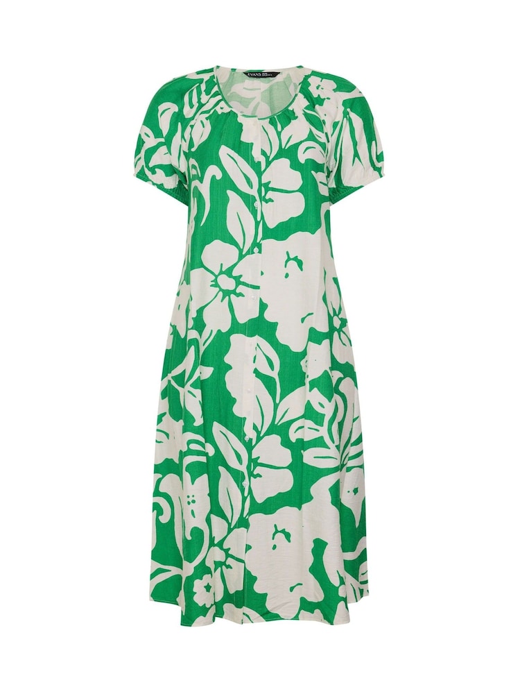 Evans Green Printed Swing Dress - Image 5 of 5