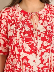 Qırmızı - Evans Qısa Qollu Hava Axını Bluzu - 6şəkildən 5 şəkil