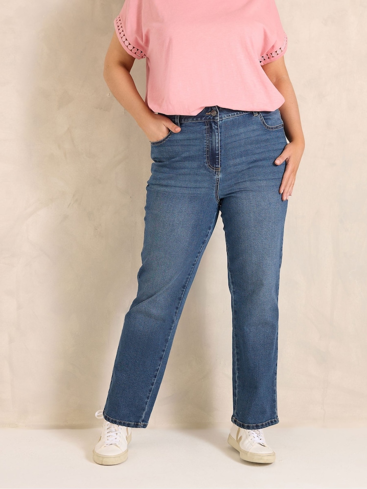 Evans Blue Straight Leg Denim Jeans - Image 1 of 5