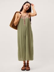 Monsoon Green Lidia Embroidered Jumpsuit - Image 1 of 5