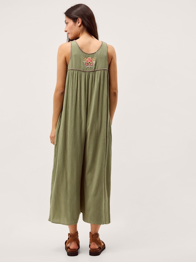 Monsoon Green Lidia Embroidered Jumpsuit - Image 2 of 5