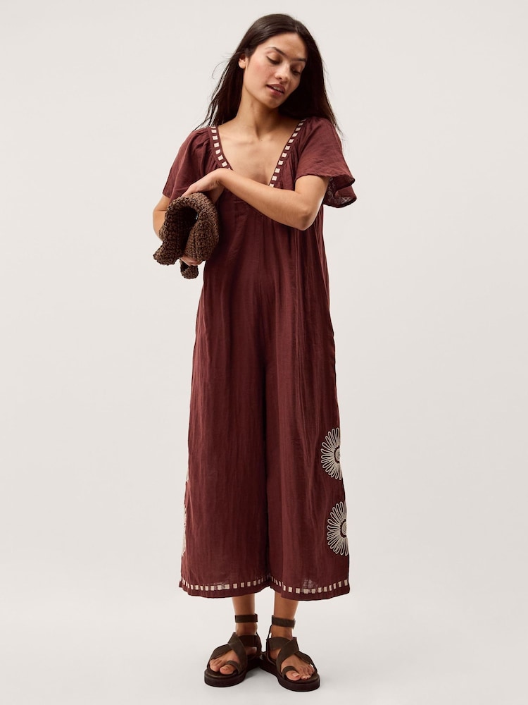 Monsoon Aurelia Embroidered Cotton Jumpsuit - Image 1 of 5
