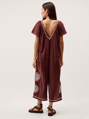 Monsoon Aurelia Embroidered Cotton Jumpsuit - Image 2 of 5