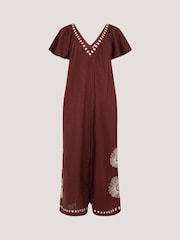Monsoon Aurelia Embroidered Cotton Jumpsuit - Image 5 of 5