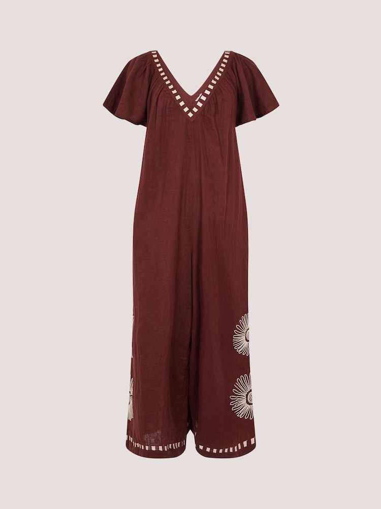 Monsoon Aurelia Embroidered Cotton Jumpsuit - Image 5 of 5