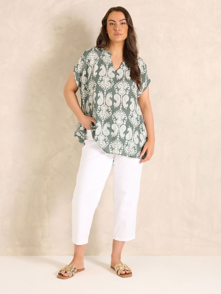 Evans White Cropped Straight Leg Jeans - Image 1 of 5