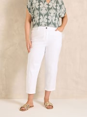 Evans White Cropped Straight Leg Jeans - Image 2 of 5
