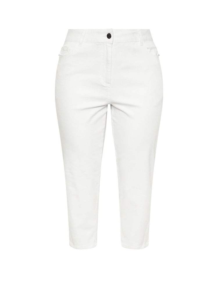 Evans White Cropped Straight Leg Jeans - Image 5 of 5