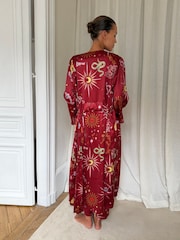 Never Fully Dressed Burgundy Red Christmas Satin Lace Christmas Robe - Image 3 of 6