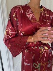 Never Fully Dressed Burgundy Red Christmas Satin Lace Christmas Robe - Image 6 of 6