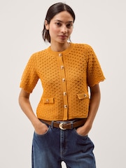 Monsoon Yellow Sarna Textured Knit Cardigan - Image 1 of 5