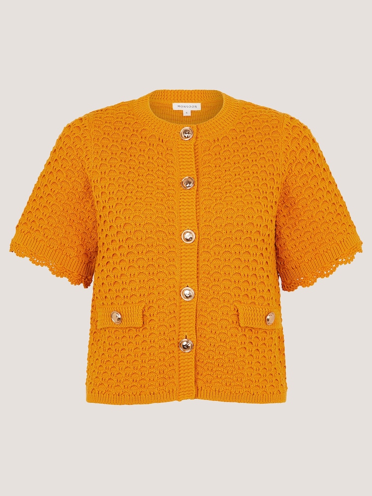 Monsoon Yellow Sarna Textured Knit Cardigan - Image 5 of 5 Monsoon Yellow Sarna Textured Knit Cardigan - Image 5 of 5