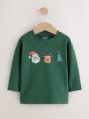 Navy/Red Long Sleeve Christmas T-Shirts 3 Pack (3mths-7yrs) - Image 2 of 7