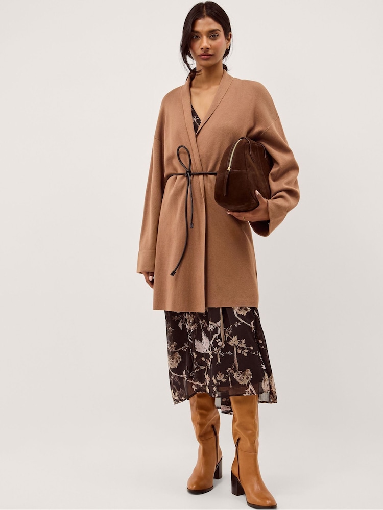 Monsoon Brown Saskia Tie Front Cardigan - Image 1 of 5