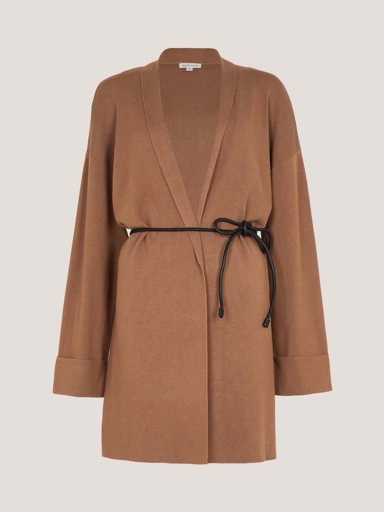 Monsoon Brown Saskia Tie Front Cardigan - Image 5 of 5