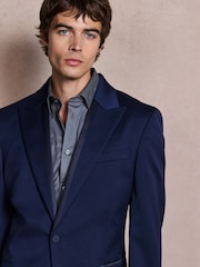 bleu vif - Slim Fit Satin Lapel Insert Tuxedo Suit Jacket - Image 1 de 13
