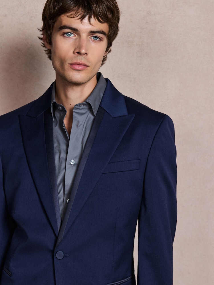 bleu vif - Slim Fit Satin Lapel Insert Tuxedo Suit Jacket - Image 1 de 13 bleu vif - Slim Fit Satin Lapel Insert Tuxedo Suit Jacket - Image 1 de 13