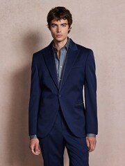 bleu vif - Slim Fit Satin Lapel Insert Tuxedo Suit Jacket - Image 2 de 13