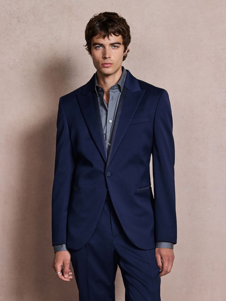 bleu vif - Slim Fit Satin Lapel Insert Tuxedo Suit Jacket - Image 2 de 13 bleu vif - Slim Fit Satin Lapel Insert Tuxedo Suit Jacket - Image 2 de 13