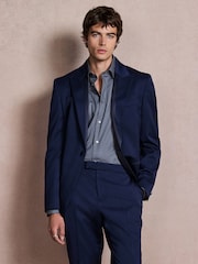 bleu vif - Slim Fit Satin Lapel Insert Tuxedo Suit Jacket - Image 3 de 13
