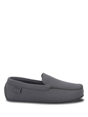 Totes Grey Isotoner Ribbed Moccasin Slippers - Image 2 of 4