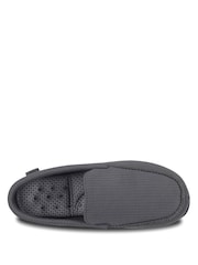Totes Grey Isotoner Ribbed Moccasin Slippers - Image 3 of 4