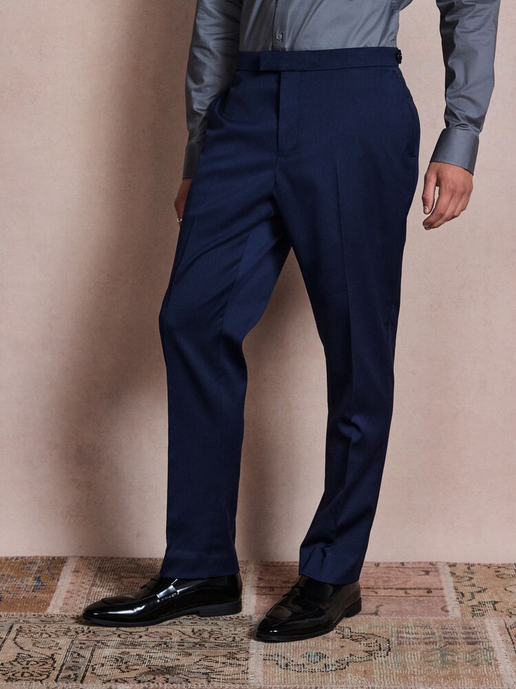 Bright Blue Slim Fit Tuxedo Suit Trousers - Image 1 of 5