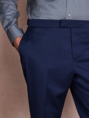 Bright Blue Slim Fit Tuxedo Suit Trousers - Image 4 of 5