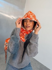Never Fully Dressed Red Bandana Knit Hooded Scarf - Image 1 of 4