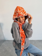 Never Fully Dressed Red Bandana Knit Hooded Scarf - Image 2 of 4