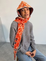 Never Fully Dressed Red Bandana Knit Hooded Scarf - Image 3 of 4