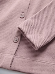 The Set Soft Touch Rib Button Through Cardigan and Leggings  Set Lilac Purple - Image 8 of 8