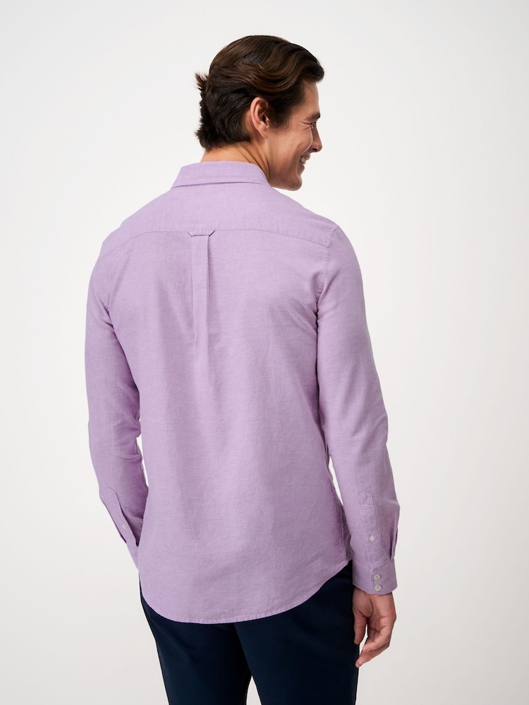 أرجواني - قميص كتان بكم طويل من Crew Clothing - Image 2 of 5 أرجواني - قميص كتان بكم طويل من Crew Clothing - Image 2 of 5