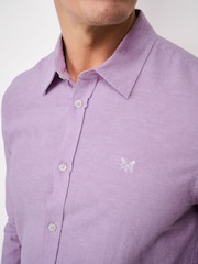 أرجواني - قميص كتان بكم طويل من Crew Clothing - Image 4 of 5