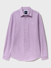 أرجواني - قميص كتان بكم طويل من Crew Clothing - Image 5 of 5