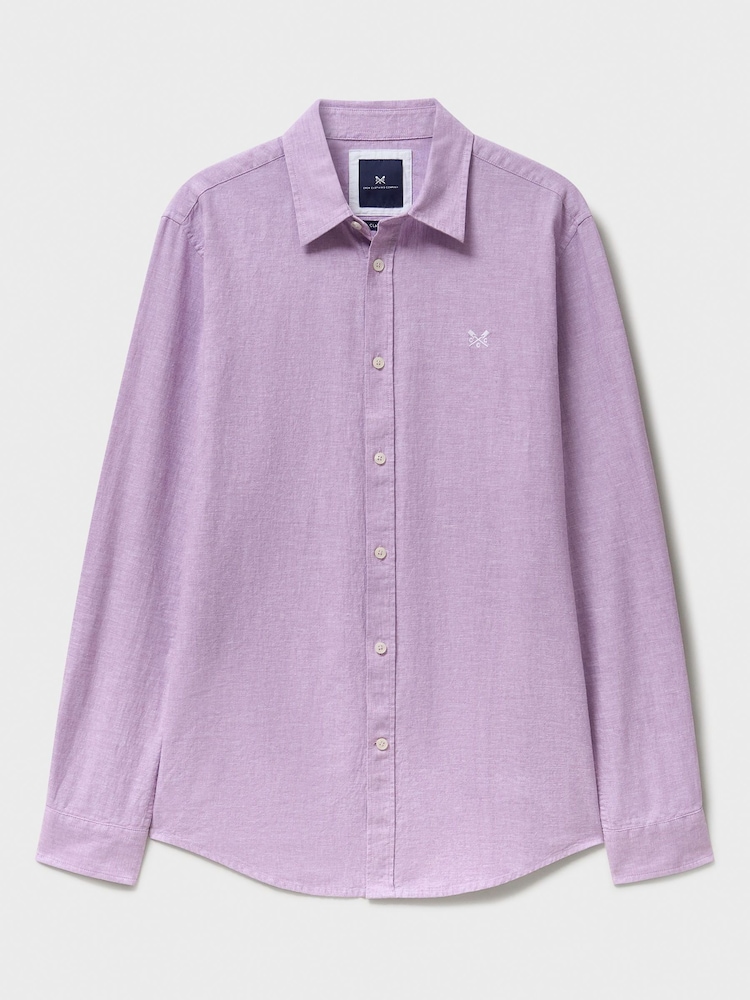 أرجواني - قميص كتان بكم طويل من Crew Clothing - Image 5 of 5 أرجواني - قميص كتان بكم طويل من Crew Clothing - Image 5 of 5